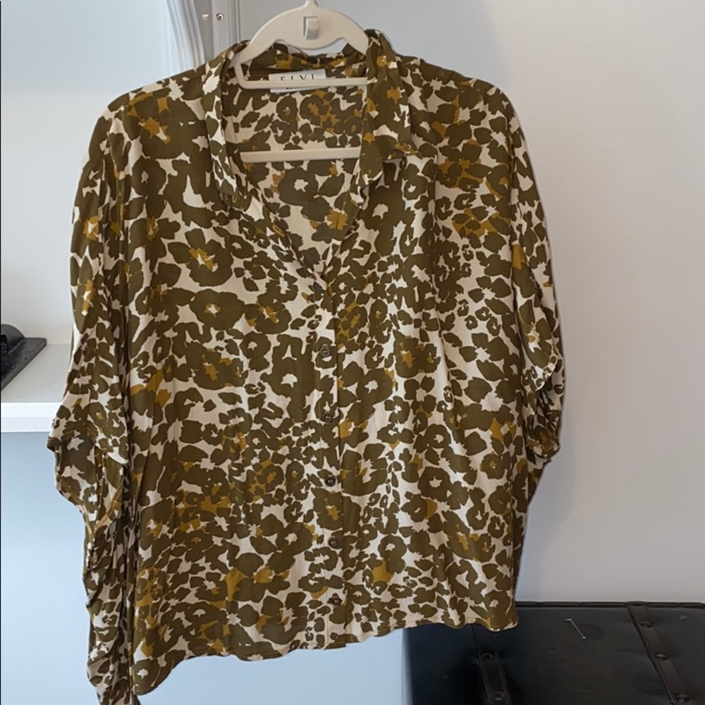 Yellow/Green Leopard Flowy Top